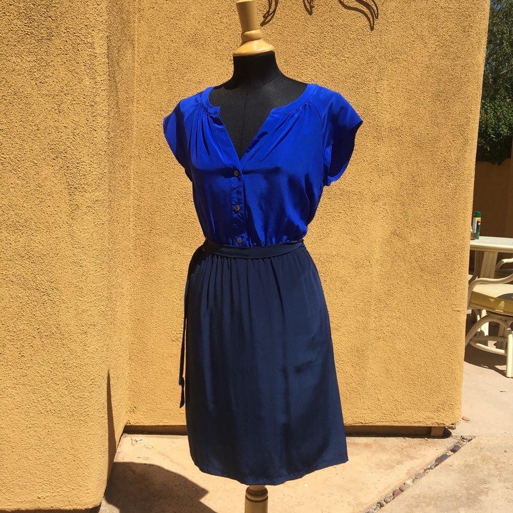 Blue and Navy Lightweight Dress with POCKETS